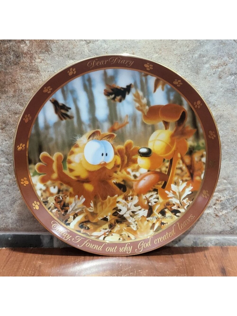 Danbury Mint Garfield Collector Plate God Created Leaves Dear Diary Series 1990